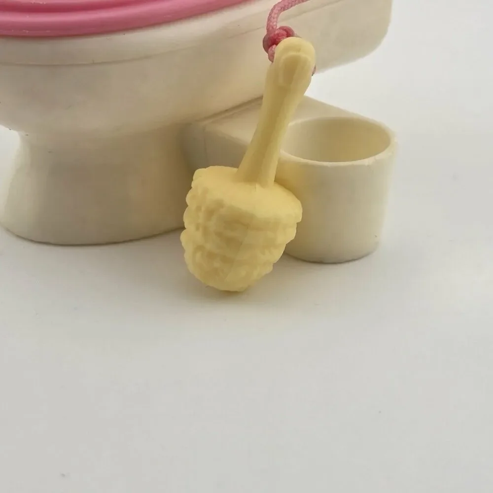 Fisher Price Loving Family Dollhouse Bathroom Pink White Doll Toilet with Brush